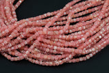 Natural Argentinian Rhodochrosite Faceted Cube Beads Size 4mm 15.5" Strand