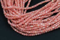 Natural Argentinian Rhodochrosite Faceted Cube Beads Size 4mm 15.5" Strand