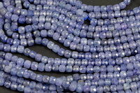 Natural Tanzanite Faceted Cube Beads Size 4mm 15.5" Strand