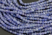 Natural Tanzanite Faceted Cube Beads Size 4mm 15.5" Strand