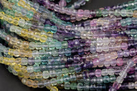 Natural Rainbow Fluorite Faceted Cube Beads Size 4mm 15.5" Strand