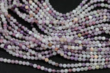 Natural Lepidolite Full Strands-15.5 inches-3mm- Nice Size Hole- Diamond Cutting, High Facets- Nice and Sparkly- Faceted Round