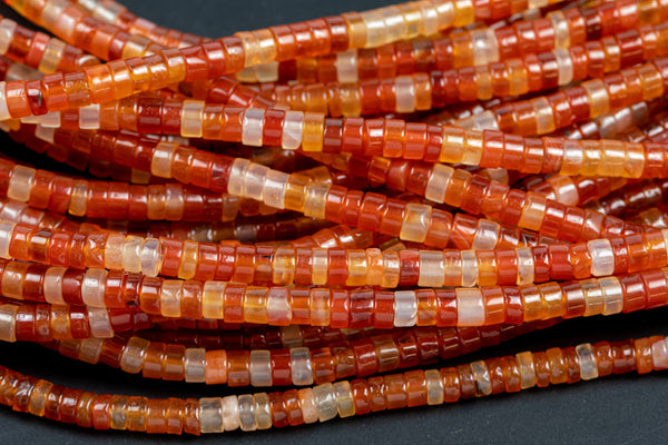 Natural Carnelian Heishi Discs Beads 2x4mm 3x6mm 15.5" Strand