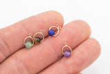 4mm Birthstone Drop Round Gemstone Beads- Gold filled Permanent Jewelry Charm- Birthstone and gemstones