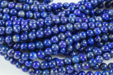 Natural Dark Lapis, No Dyed High Quality in Round, 6mm, 8mm -Full Strand 15.5 inch Strand Smooth Gemstone Beads- AAA quality