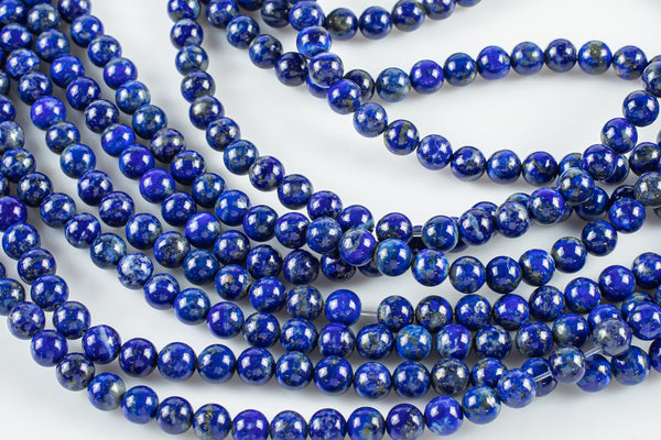 Natural Dark Lapis, No Dyed High Quality in Round, 6mm, 8mm -Full Strand 15.5 inch Strand Smooth Gemstone Beads- AAA quality