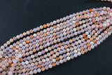 Natural Cherry Sakura Blossom Agate Beads 6mm 8mm 10mm Round Beads Translucent Pink Peach Creamy High Polish Beads 15.5" Strand