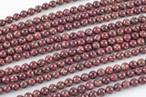 Natural Red Tourmaline Rubellite in Quartz 4mm 6mm 8mm 10mm Smooth Round Beads 15.5" Strand