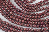 Natural Red Tourmaline Rubellite in Quartz 4mm 6mm 8mm 10mm Smooth Round Beads 15.5" Strand