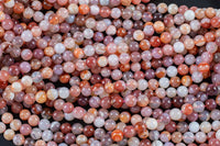 Natural Cherry Sakura Blossom Agate Beads 6mm 8mm 10mm Round Beads Translucent Pink Peach Creamy High Polish Beads 15.5" Strand