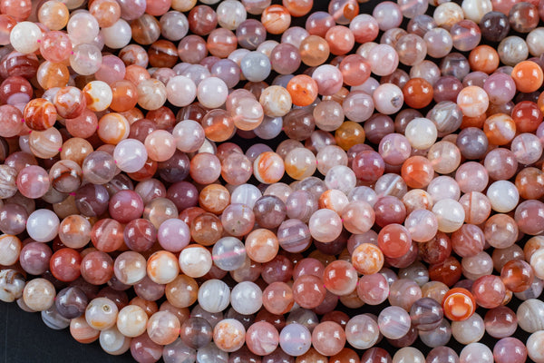 Natural Cherry Sakura Blossom Agate Beads 6mm 8mm 10mm Round Beads Translucent Pink Peach Creamy High Polish Beads 15.5" Strand