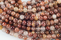 Natural Red Rutilated Quartz Beads Full Strands-15.5 inches- Round- 6mm, 8mm, 10mm, 12mm- 15.5 inches Smooth Gemstone Beads