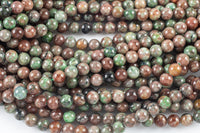 Natural Red Green Corundum Beads Full Strands-15.5 inches- Round- 6mm, 8mm, 10mm, 12mm- 15.5 inches Smooth Gemstone Beads