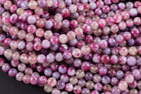 AAA Natural Pink Tourmaline Purple Lepidolite Gemstone Round Beads 6mm 7mm 8mm 9mm 10mm 11mm 12mm Shimmering Mica Matrix 15.5" Strand