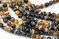 Natural Brown Sardonyx Agate 4mm 6mm 8mm 10mm 12mm Round Beads AAA Grade Amazing Eyes Bands Veins Antique Boho Mala Beads 15.5" Strand