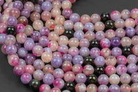 Rare Natural Pink Purple Flower Lepidolite 6mm 8mm Round Beads