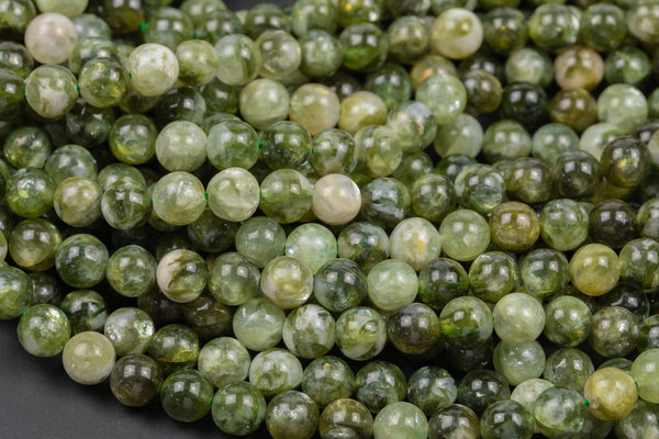 Natural Olive Moonstone Round Beads 6mm and 8mm Green Gemstone 15.5" Strand