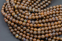 Natural Australian Yowah Matrix Boulder Opal Beads 4mm 6mm 8mm 10mm 12mm 15.5" Strand