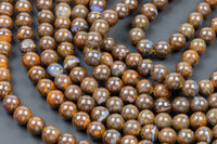 Natural Australian Yowah Matrix Boulder Opal Beads 4mm 6mm 8mm 10mm 12mm 15.5" Strand