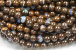 Natural Australian Yowah Matrix Boulder Opal Beads 4mm 6mm 8mm 10mm 12mm 15.5" Strand