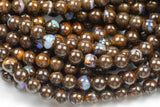 Natural Australian Yowah Matrix Boulder Opal Beads 4mm 6mm 8mm 10mm 12mm 15.5" Strand