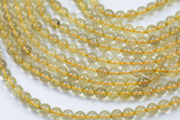 Natural Golden Rutilated Quartz, High Quality in Round- 6mm, 8mm 10mm, 12mm, 14mm, 16mm- AA High Quality! AAA Quality Gemstone Beads