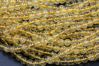 Natural Golden Rutilated Quartz, High Quality in Round- 6mm, 8mm 10mm, 12mm, 14mm, 16mm- AA High Quality! AAA Quality Gemstone Beads