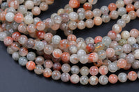 Natural Flower Sunstone Pink Moonstone Beads High Quality in Round- 4mm, 6mm, 8mm, 10mm, 12mm- Beautiful Light Color 15.5 - 16" AAA Quality