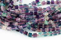 Natural Rainbow Fluoride Faceted Barrel Drum Full Strands-15.5 inches-6x10mm- Nice Size Hole