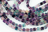 Natural Rainbow Fluoride Faceted Barrel Drum Full Strands-15.5 inches-6x10mm- Nice Size Hole