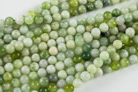 Natural Flower Green Serpentine Jade 6mm 8mm 10mm Round Beads Jade 15.5" Strand Gemstone Beads