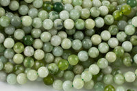 Natural Flower Green Serpentine Jade 6mm 8mm 10mm Round Beads Jade 15.5" Strand Gemstone Beads