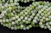 Natural Flower Green Serpentine Jade 6mm 8mm 10mm Round Beads Jade 15.5" Strand Gemstone Beads