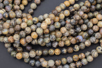 Autumn 0Agate 4mm 6mm 8mm 10mm 12mm Round Beads AAA Grade Amazing Eyes Bands Veins Antique Boho Mala Beads 15.5" Strand