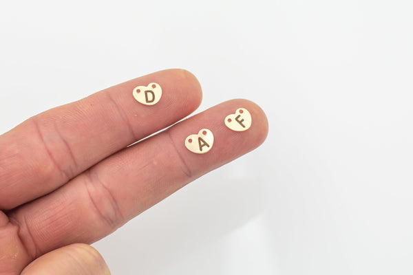 Letter Heart Connectors-14kt Gold Filled Alphabet Connectors for Bracelet - Permanent Jewelry Supplies Wholesale- 7x9mm