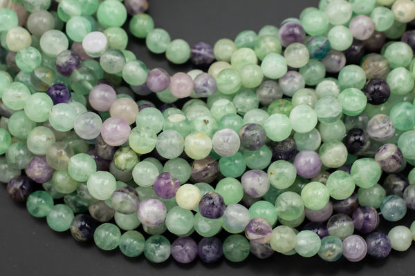 Natural Rainbow Fluorite Beads Grade Smooth Round - Full Strand 15.5 Inch - 4mm 6mm 8mm 10mm or 12mm Beads Gemstone Beads