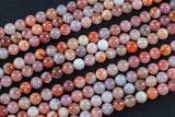 Natural Cherry Sakura Blossom Agate Beads 6mm 8mm 10mm Round Beads Translucent Pink Peach Creamy High Polish Beads 15.5" Strand