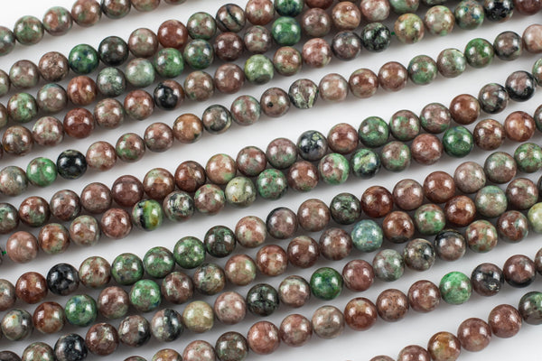 Natural Red Green Corundum Beads Full Strands-15.5 inches- Round- 6mm, 8mm, 10mm, 12mm- 15.5 inches Smooth Gemstone Beads