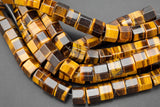 Natural AAA Quality Tiger's Eye Beads 12mm Hexagon Barrel- 7 inches