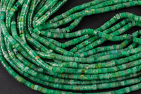 Natural Green Jade Heishi Discs Beads 2x4mm 3x6mm 15.5" Strand