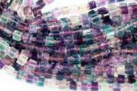 Natural Rainbow Fluoride Faceted Barrel Drum Full Strands-15.5 inches-6x10mm- Nice Size Hole