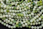 Natural Flower Green Serpentine Jade 6mm 8mm 10mm Round Beads Jade 15.5" Strand Gemstone Beads