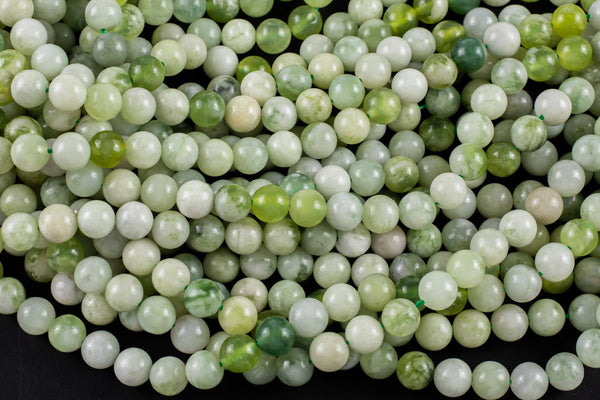 Natural Flower Green Serpentine Jade 6mm 8mm 10mm Round Beads Jade 15.5" Strand Gemstone Beads