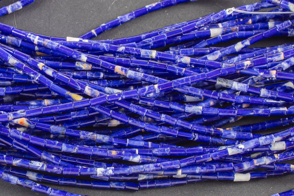 Natural Sodalite beads tube tubular beads 15.5" 2x5mm