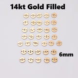 Letter Connectors - 6mm 14kt Gold Filled Alphabet Number Connectors for Bracelet - Initial Charm Disk Permanent Jewelry Supplies Wholesale