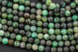 Natural Emerald Beads Round, 6mm, 8mm, 10mm- Full 15.5 inch strand Smooth Gemstone Beads