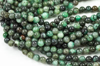 Natural Emerald Beads Round, 6mm, 8mm, 10mm- Full 15.5 inch strand Smooth Gemstone Beads