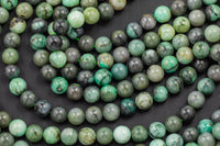 Natural Emerald Beads Round, 6mm, 8mm, 10mm- Full 15.5 inch strand Smooth Gemstone Beads