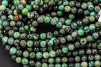 Natural Emerald Beads Round, 6mm, 8mm, 10mm- Full 15.5 inch strand Smooth Gemstone Beads