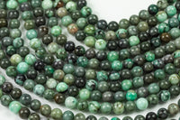 Natural Emerald Beads Round, 6mm, 8mm, 10mm- Full 15.5 inch strand Smooth Gemstone Beads